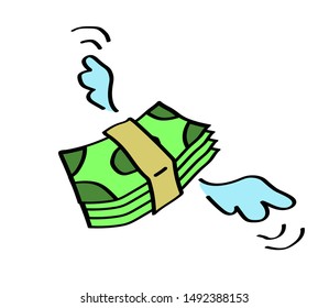A bundle of money on a white background. Cartoon. Vector illustration. 