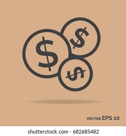 Bundle money outline icon black color isolated on brown background
