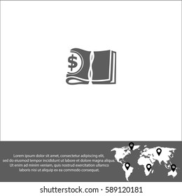 Bundle of money with a rubber band vector  icon.