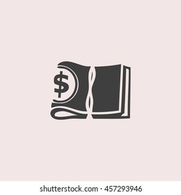 Bundle of money with a rubber band web icon. Isolated illustration