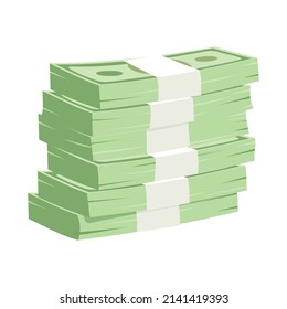 Bundle of money semi flat color vector object. Full sized item on white. Being rich. Discreet wealth. Stack of paper cash simple cartoon style illustration for web graphic design and animation