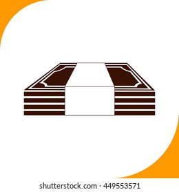 Bundle of money sign. Brown icon on white background