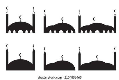 Bundle of mosque silhouette on white background