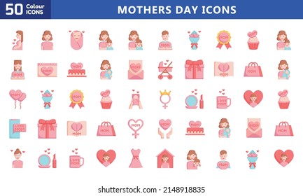 Bundle of Mother's Day icons. Holiday concept. Set of vector icons of mother's day for modern concepts, web and apps.