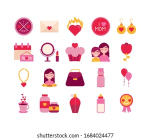 bundle of mothers day icons vector illustration design