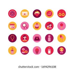 bundle of mothers day icons vector illustration design