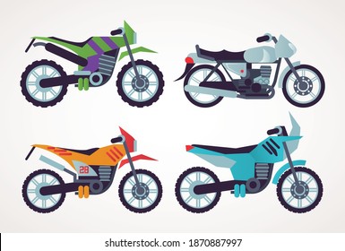 bundle of motorcycles style vehicles icons vector illustration design
