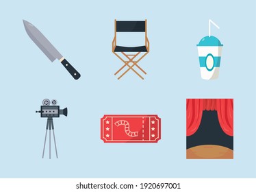 bundle of movies set icons vector illustration design