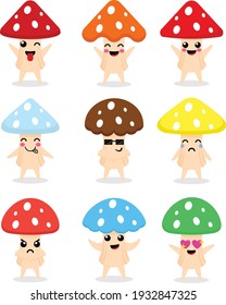Bundle of Mushroom flat design