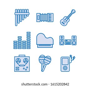 bundle of music audio set icons vector illustration design