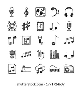 bundle of music set icons vector illustration design