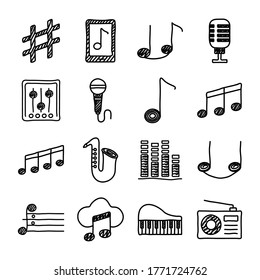 conjunto de iconos de conjuntos de música diseño de ilustración vectorial