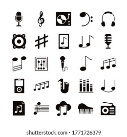bundle of music set icons vector illustration design