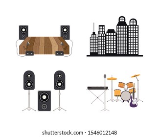 bundle of musical band icons vector illustration design