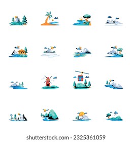 Bundle of Nature Landscapes Flat Icons 

