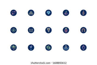 bundle of neon lights set icons vector illustration design
