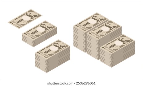 bundle of of new 10000 Japanese yen banknote wad set