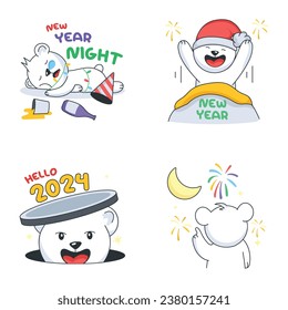 Bundle of New Year Night Doodle Stickers 