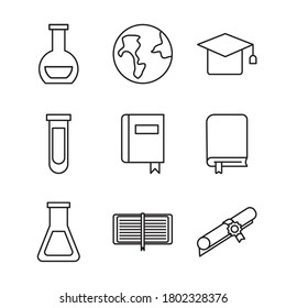 bundle of nine back to school supplies vector illustration design