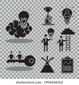 bundle of nine business people coaching and ten silhouettes style icons vector illustration design