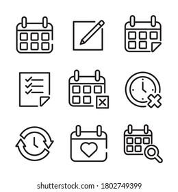 Paket von neun Kalender-Set-Icons Vektorgrafik-Design