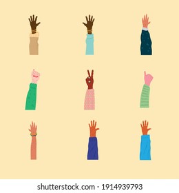 el conjunto de nueve diversidad da a los seres humanos un mayor diseño de ilustración vectorial