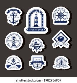 bundle of nine nautical emblems