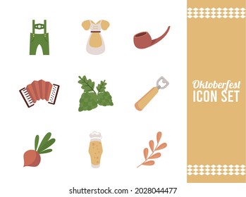 bundle of nine oktoberfest set icons