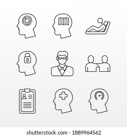 conjunto de nueve iconos de conjunto psicológico diseño de ilustración vectorial