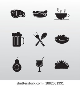 bundle of nine restaurant food set icons vector illustration design