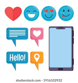 bundle of nine social media set icons vector illustration design