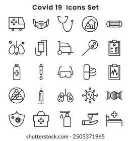 Bundle of nine virus vaccine set icons illustration