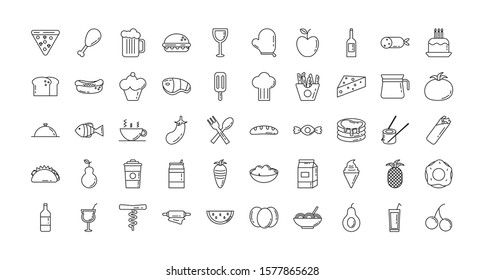 bundle of nutritive food set icons vector illustration design