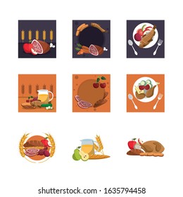 bundle of nutritive healthy food vector illustration design