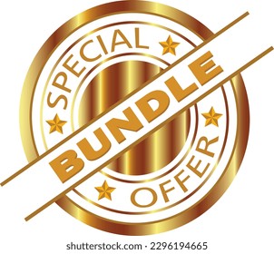 Bundle Offer, Golden Icon Offer, Bundle Premium Vector