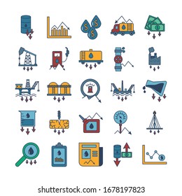 bundle of oil prices set icons vector illustration design