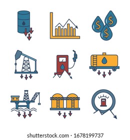 bundle of oil prices set icons vector illustration design