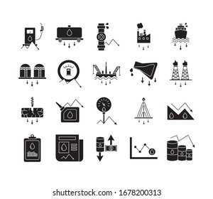 bundle of oil prices set icons vector illustration design