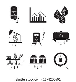 bundle of oil prices set icons vector illustration design