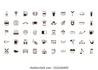 bundle of oktoberfest celebration set icons vector illustration design