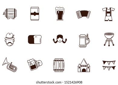 bundle of oktoberfest celebration set icons vector illustration design