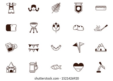 bundle of oktoberfest celebration set icons vector illustration design