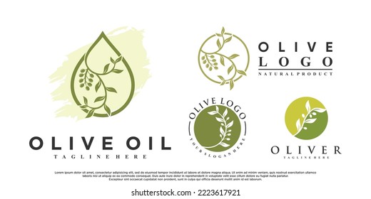 Paket Olivenöl Logo Design mit kreativem Konzept Premium Vector