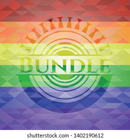 Bundle on mosaic background with the colors of the LGBT flag