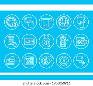 bundle of online banking set icons vector illustration design