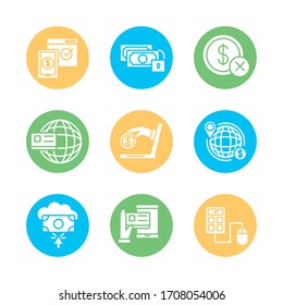 conjunto de iconos de conjuntos de banca en línea diseño de ilustración vectorial