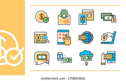 bundle of online banking set icons vector illustration design