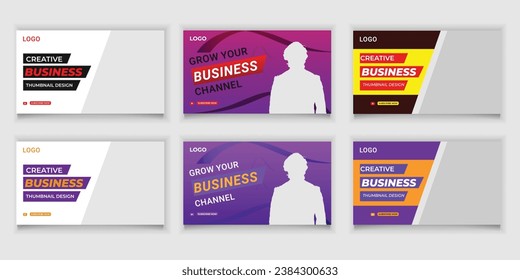 Bundle Online Business Video Thumbnail and Social Media Or Web Banner Template Design