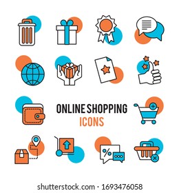 bundle of online commerce icons vector illustration design