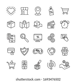 bundle of online commerce icons vector illustration design